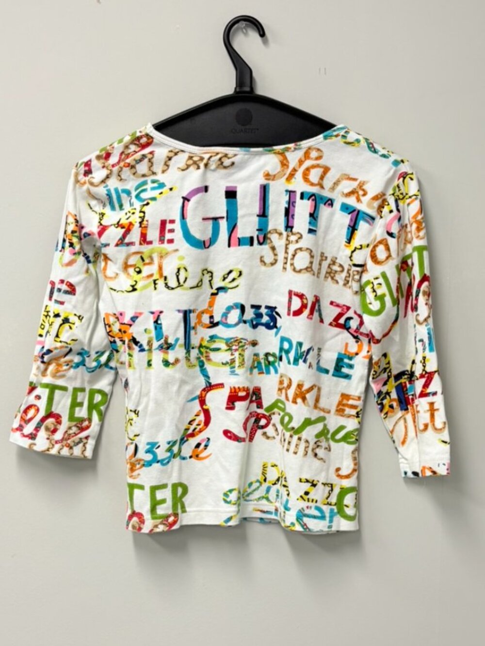 Y2K Coquette Pop Art Graphic Top | Beaded | Petite 3/4 Sleeve